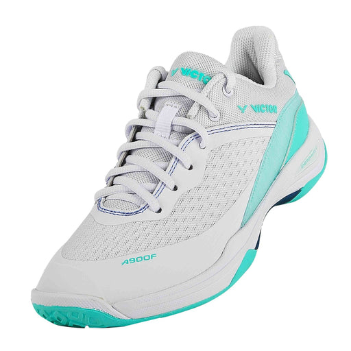 Victor A900F Women's Badminton Court Shoe (Bright White & Cockatoo Green) on sale at Badminton Warehouse